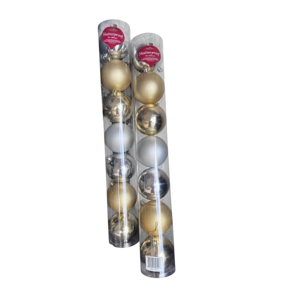 Shatterproof Silver and Gold Ornament tube of 7